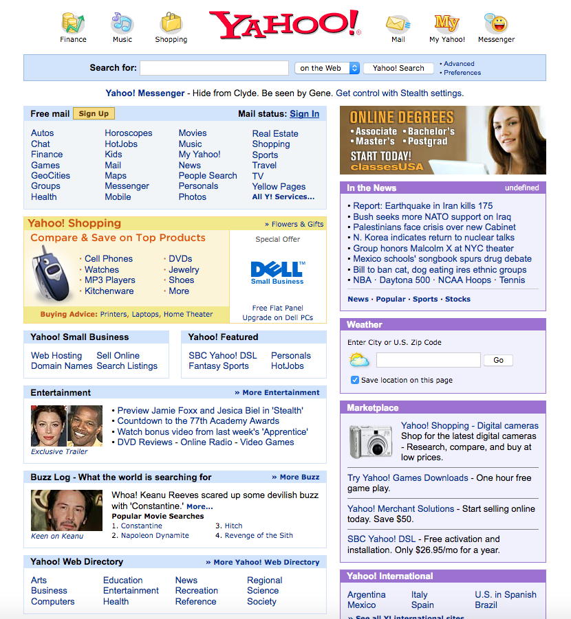 Yahoo! homepage (2005)